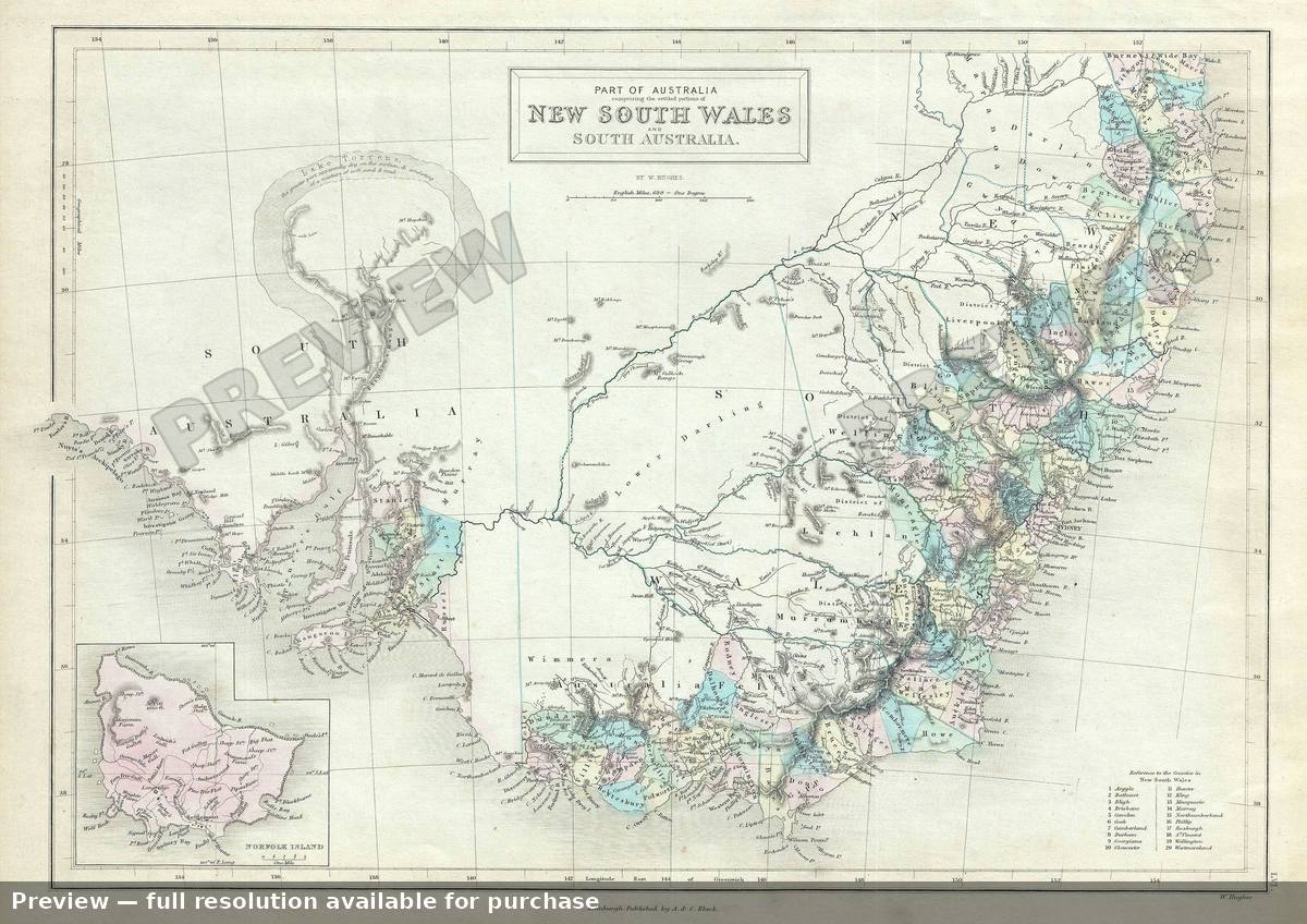 Antique map: New South Wales, 1851