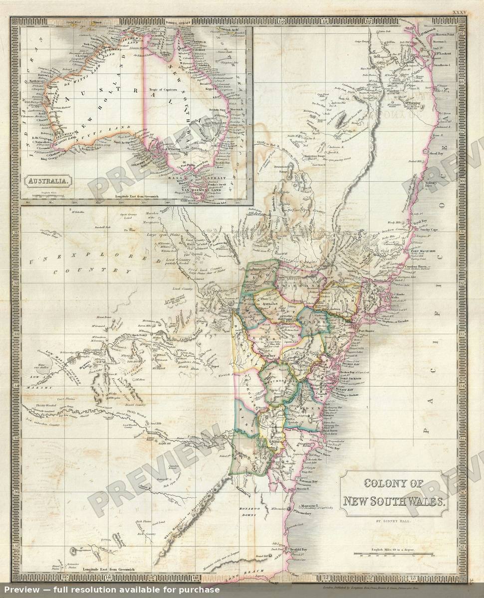 Antique map: New South Wales, 1835