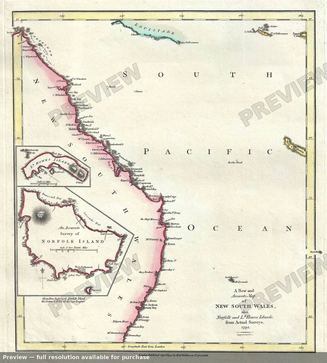 Antique map: New South Wales, 1792