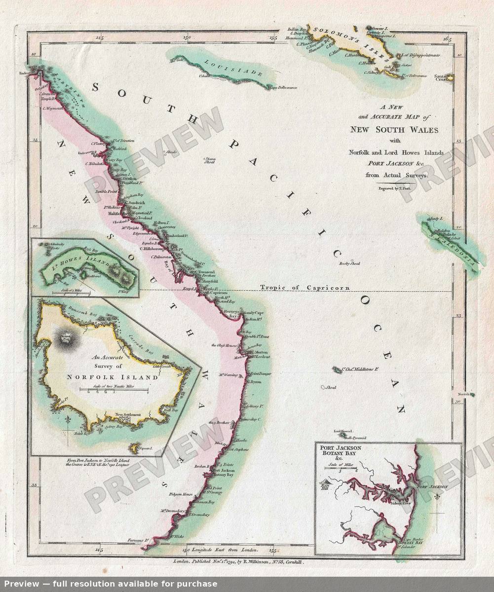 Antique map: New South Wales Australia, 1794, 1794