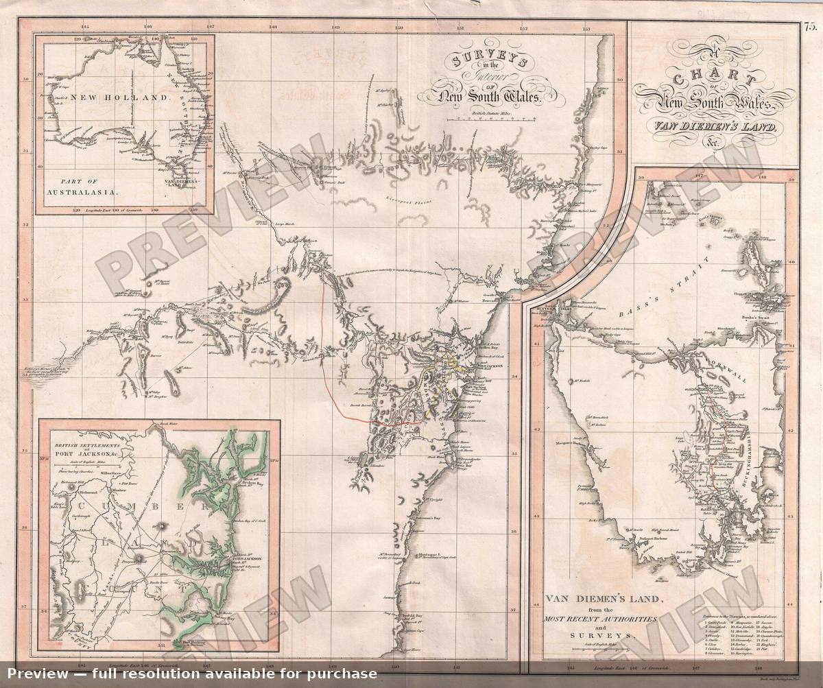 Antique map: New South Wales Tasmania, 1827, 1827