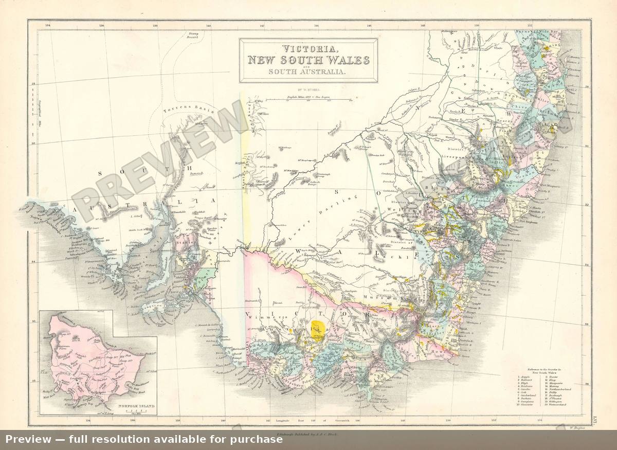 Antique map: New South Wales Victoria, 1853, 1853