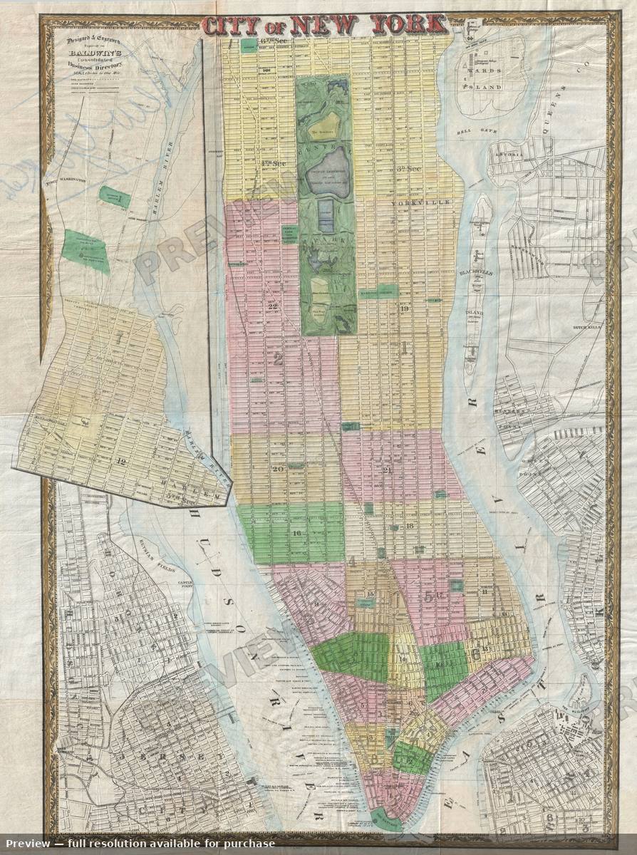 Antique map: New York, 1866