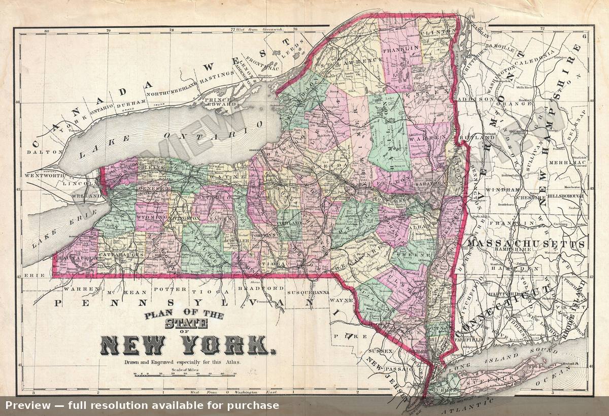 Antique map: New York, 1873, 1873