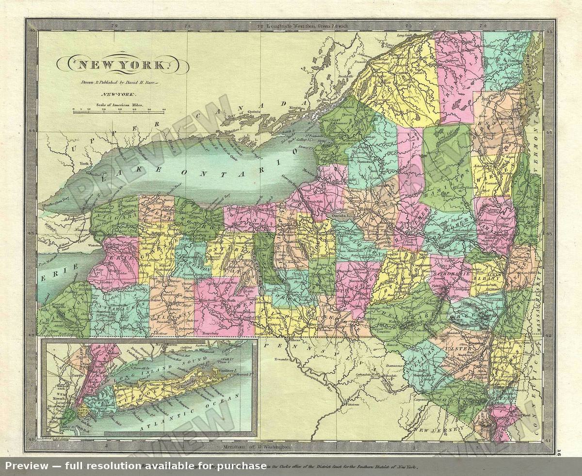 Antique map: New York, 1835