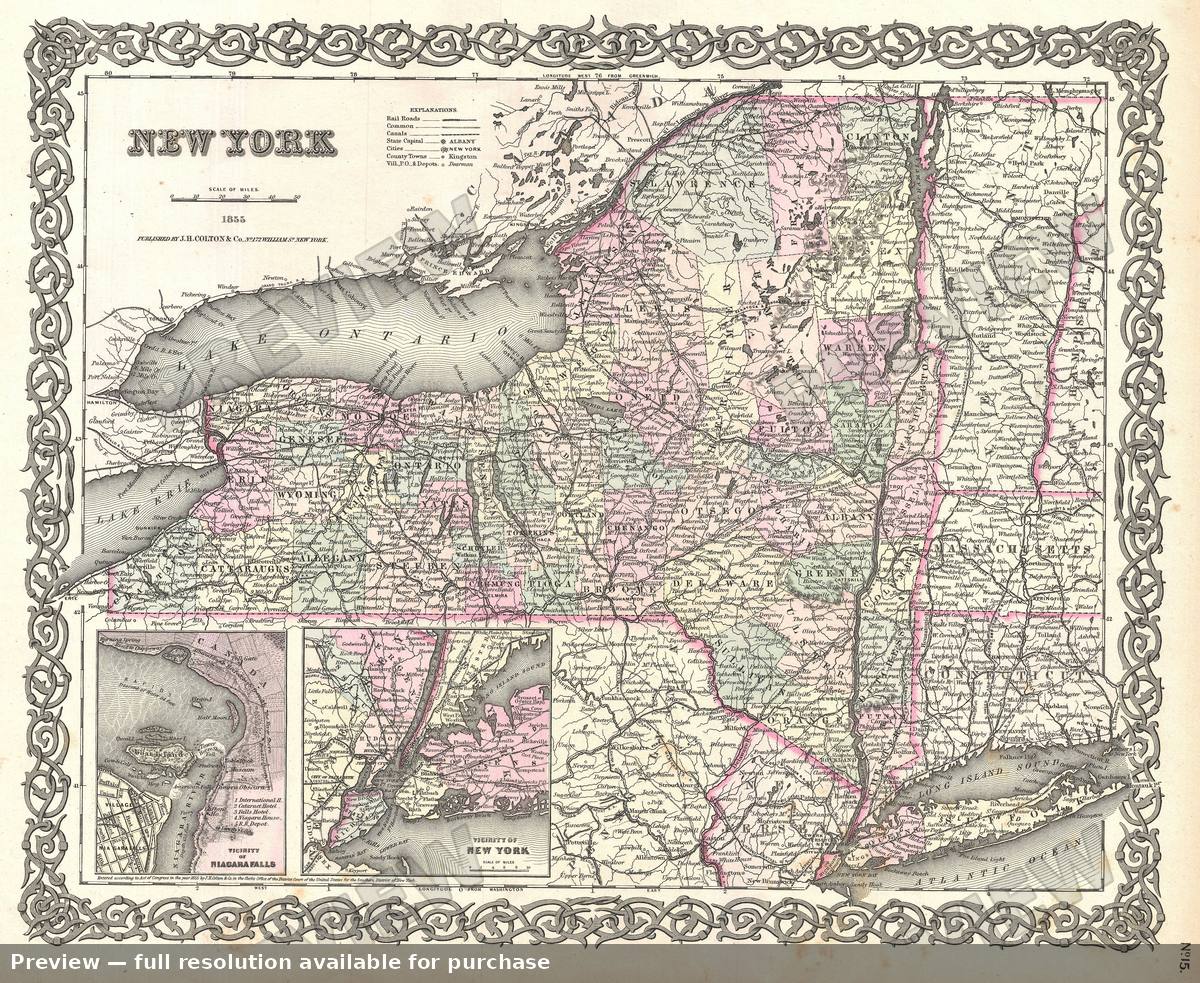 Antique map: New York, 1855, 1855