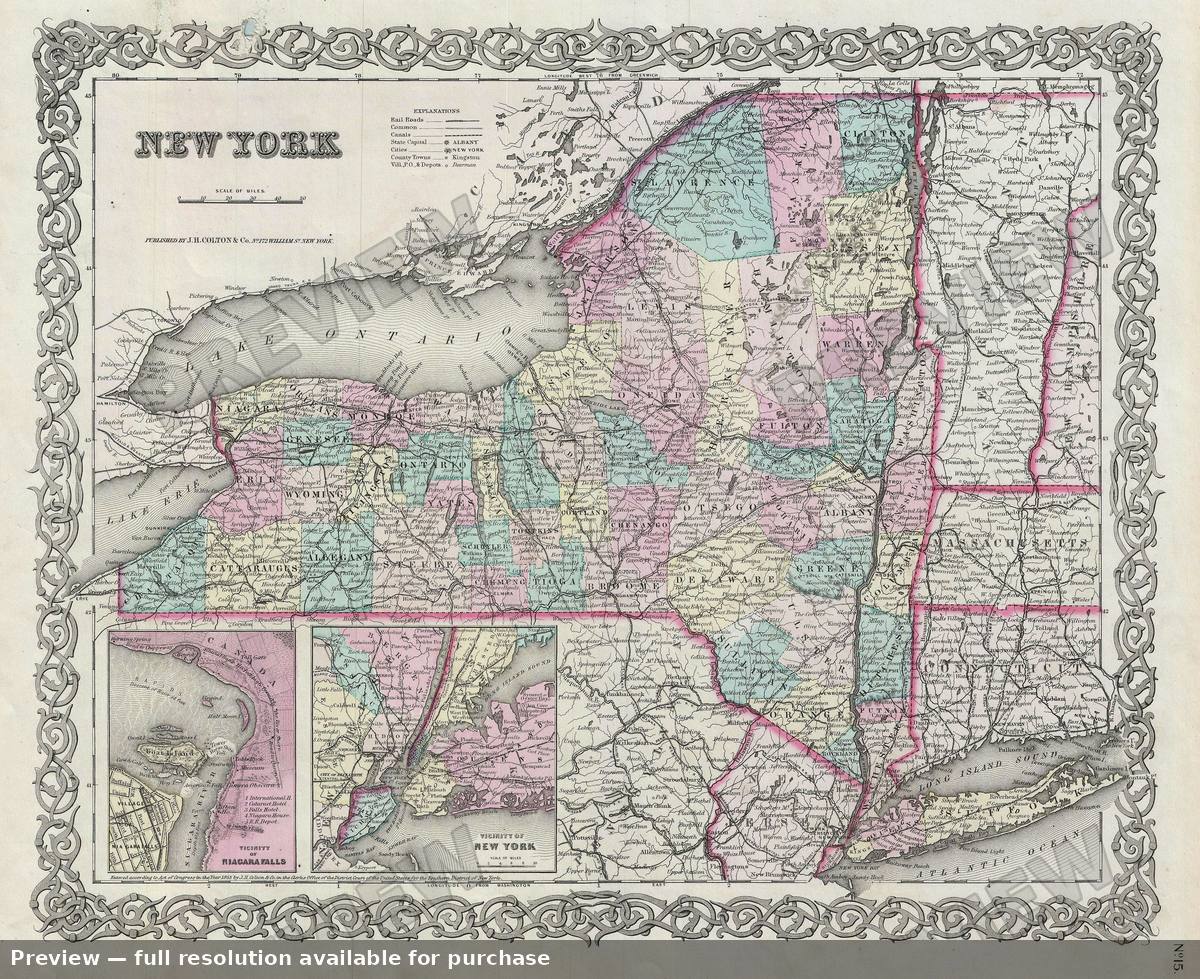 Antique map: New York, 1856, 1856