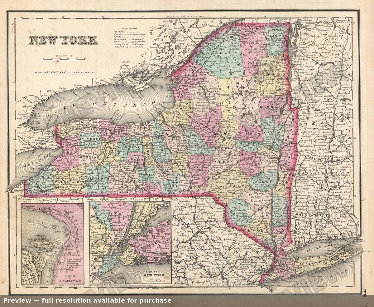 Antique map: New York, 1857, 1857