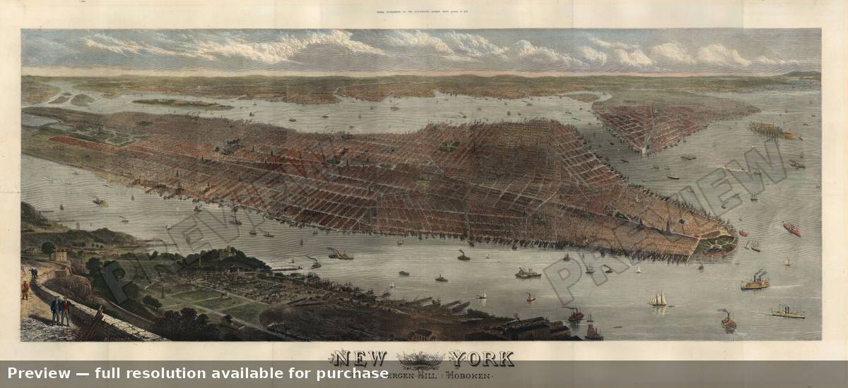 Antique map: New York, 1876, 1876