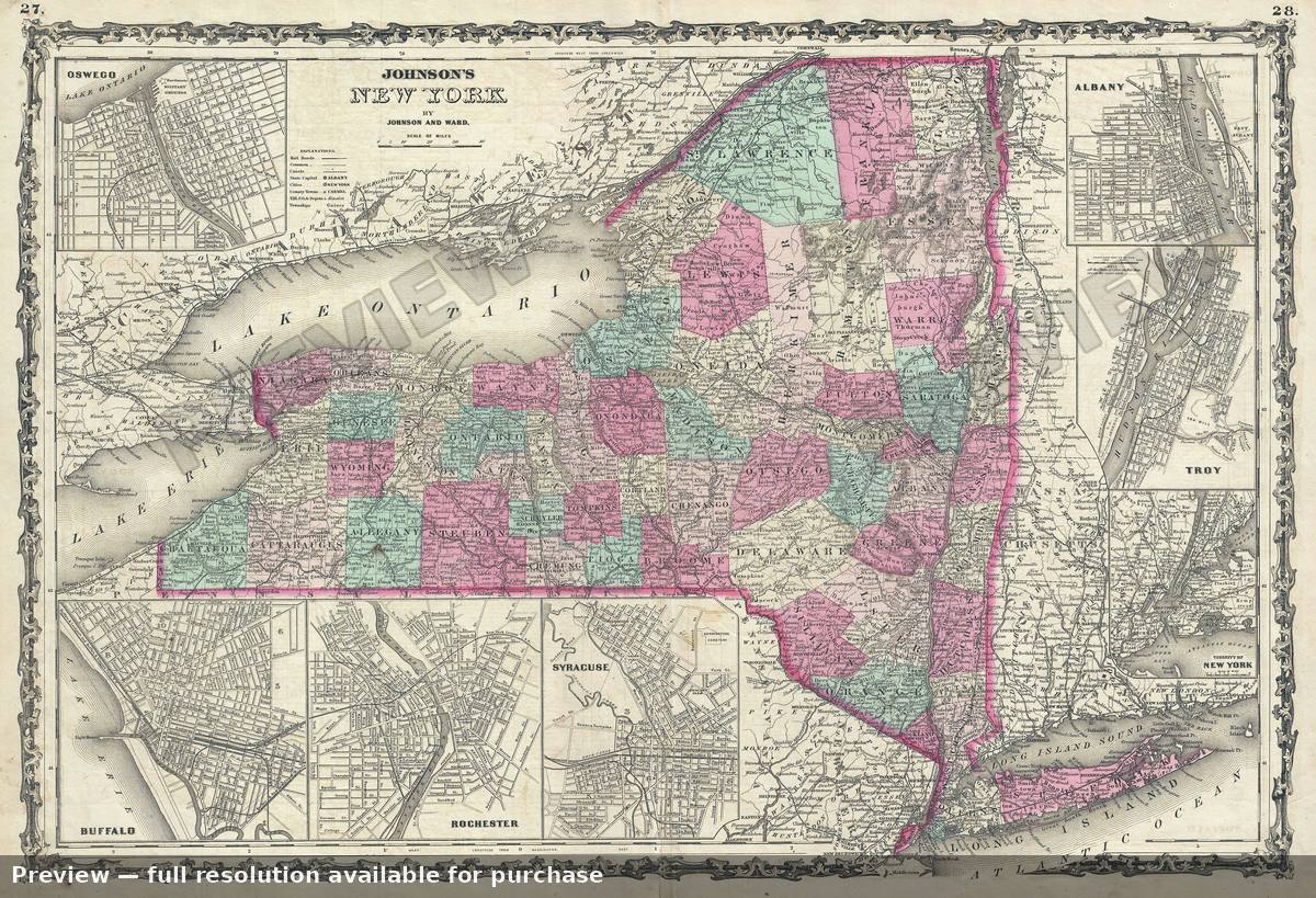 Antique map: New York, 1863, 1863