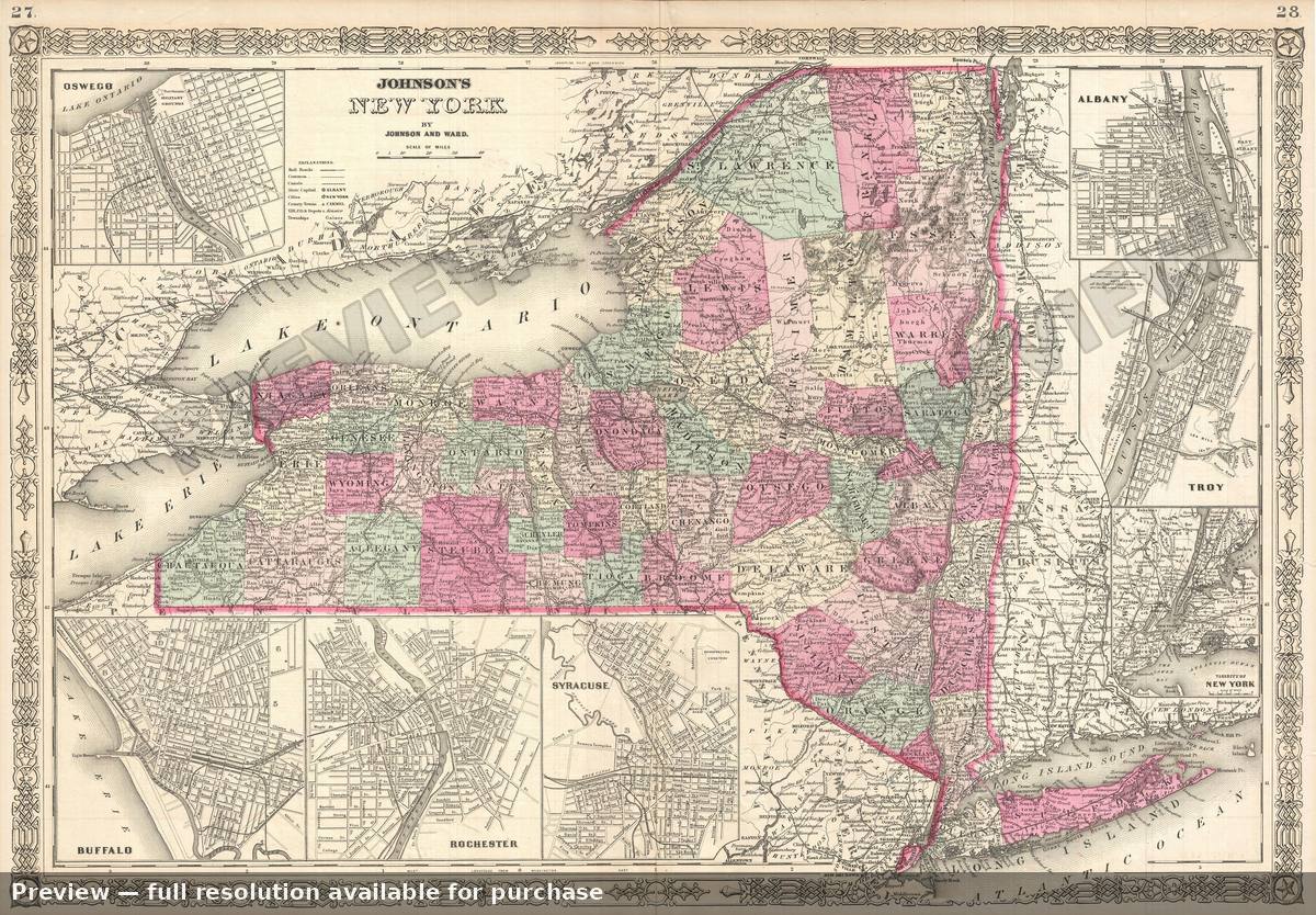 Antique map: New York, 1864, 1864