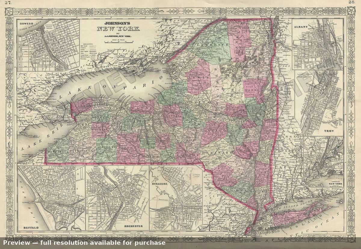 Antique map: New York, 1866, 1866