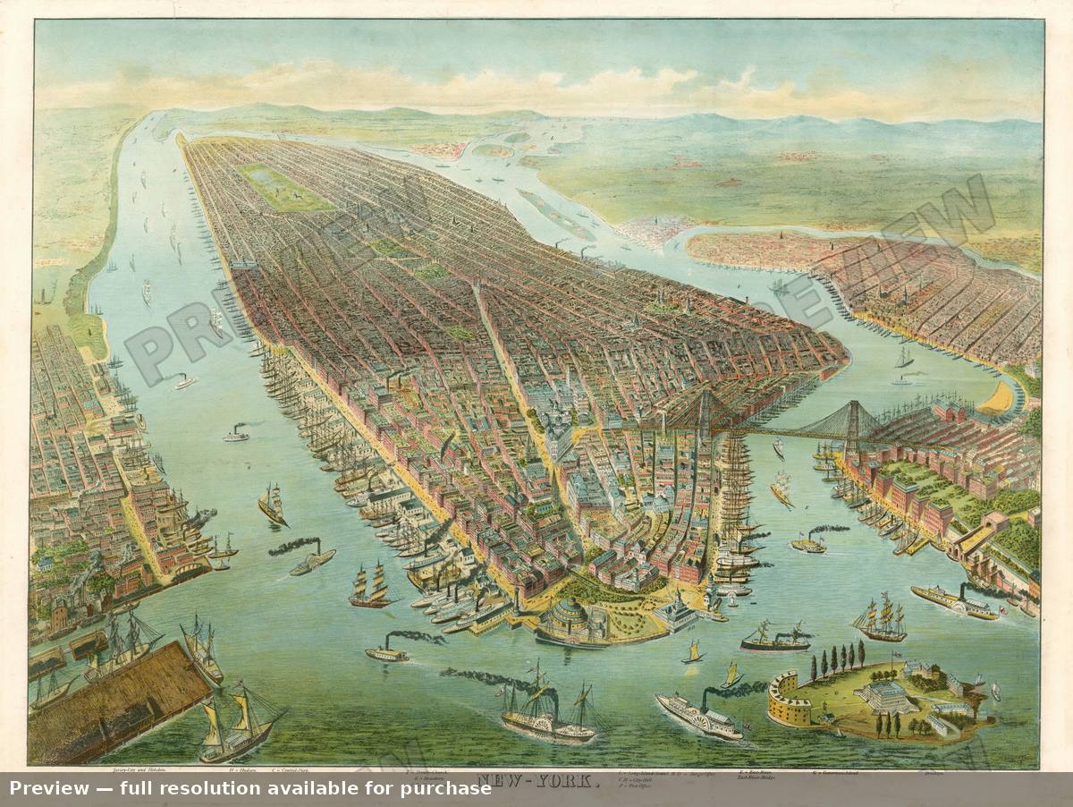 Antique map: New York, 1898, 1898