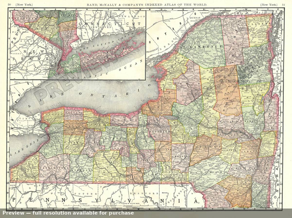 Antique map: New York, 1893