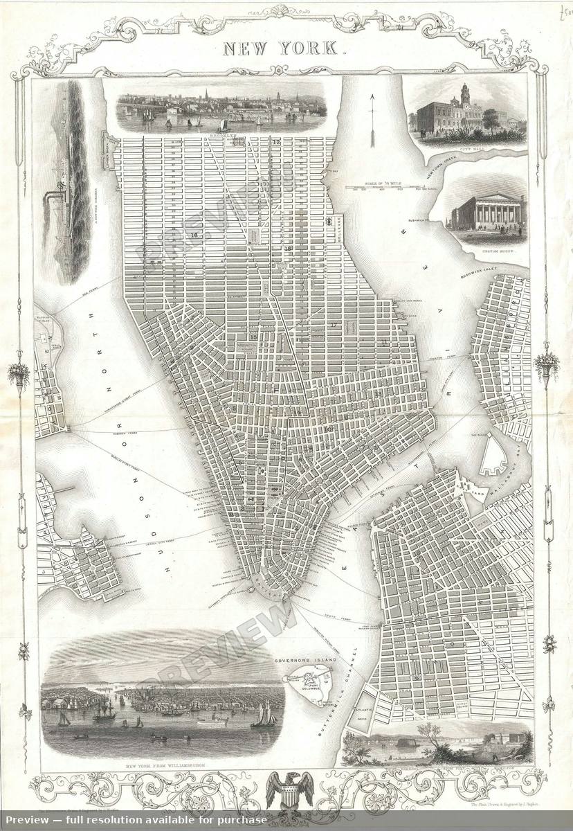 Antique map: New York, 1851