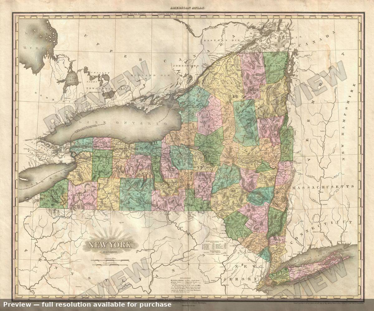 Antique map: New York, 1825