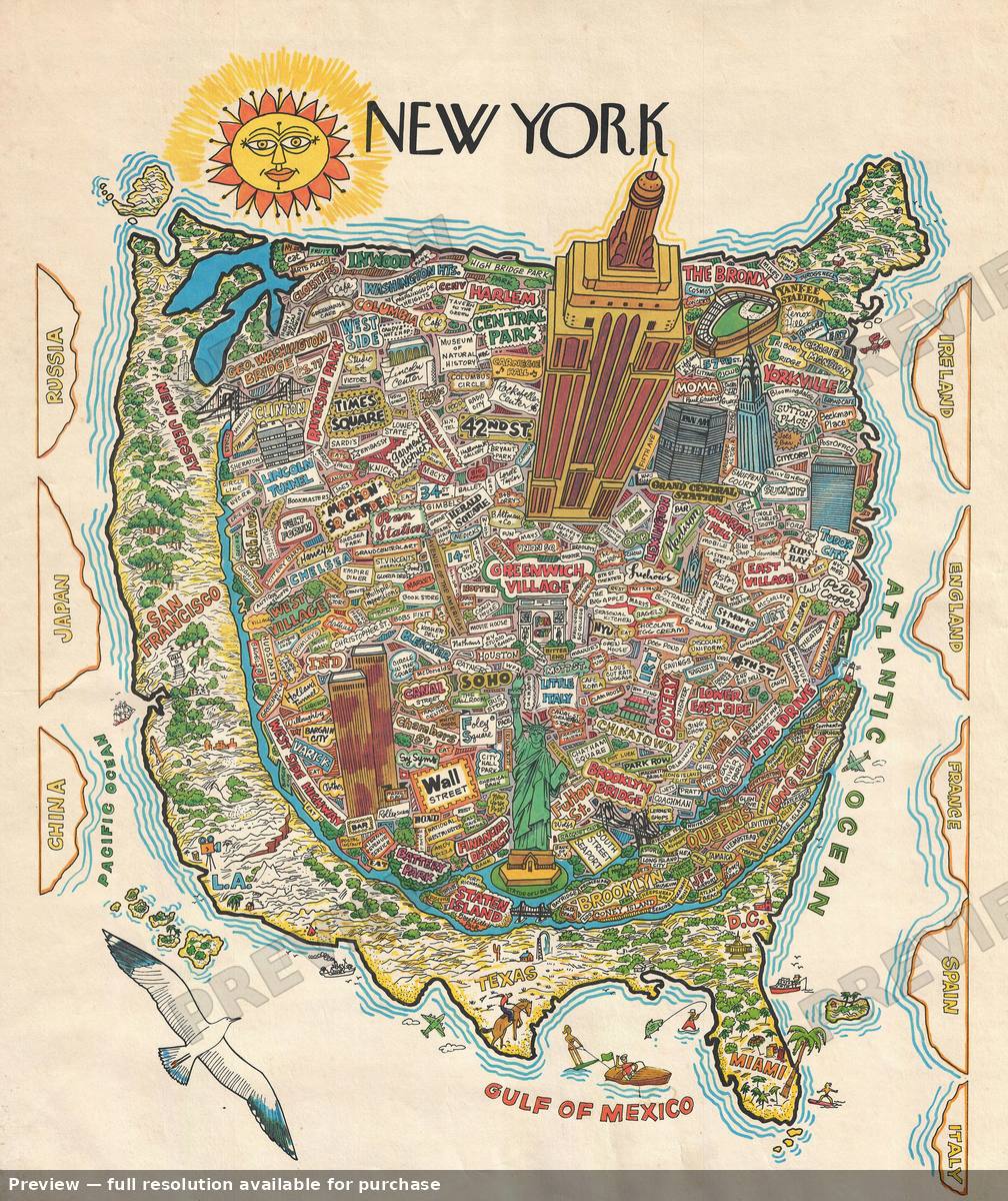 Antique map: New York