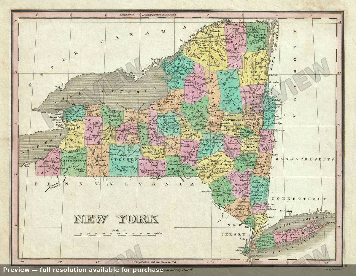 Antique map: New York 2, 1827