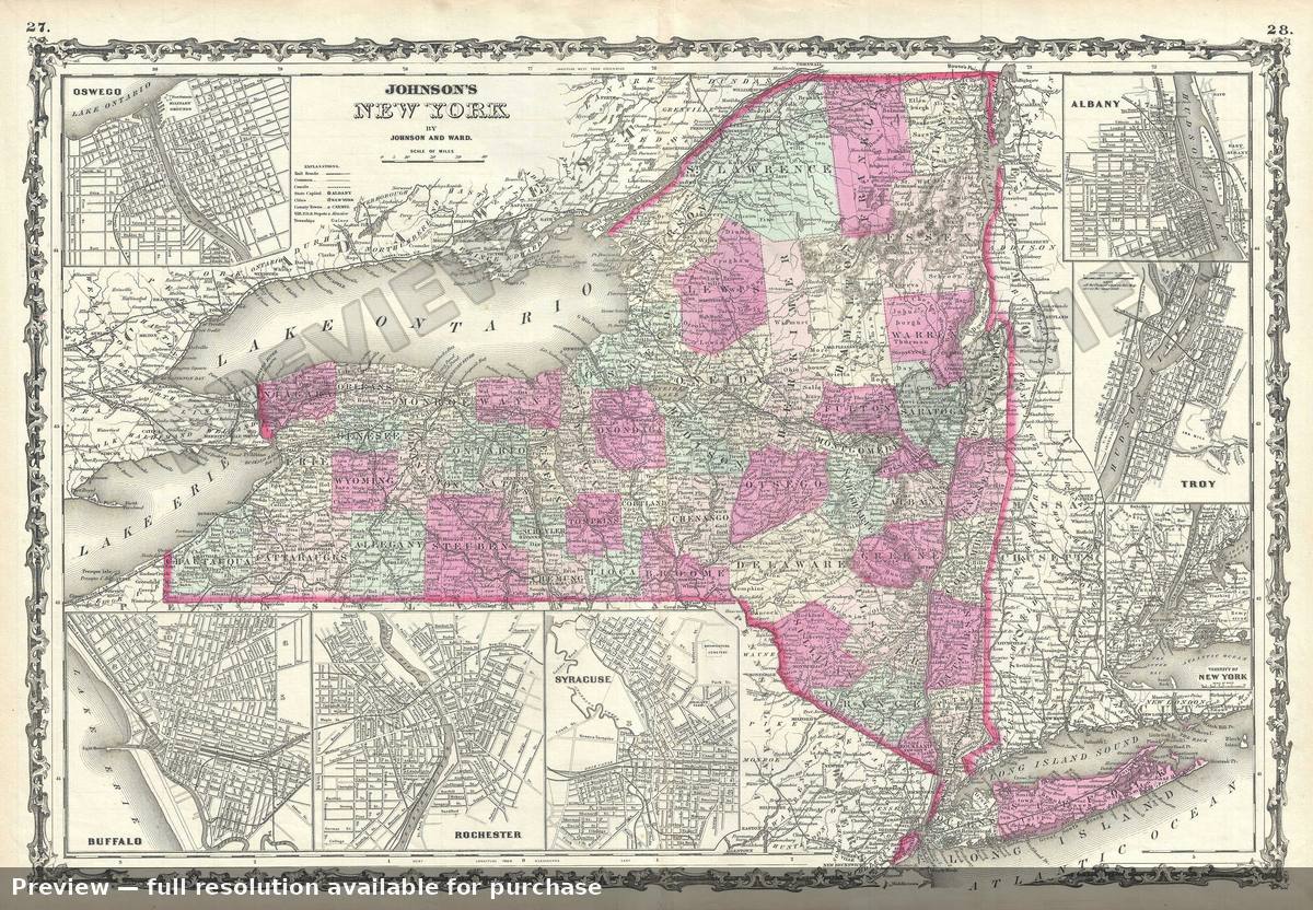 Antique map: New York 2, 1863, 1863
