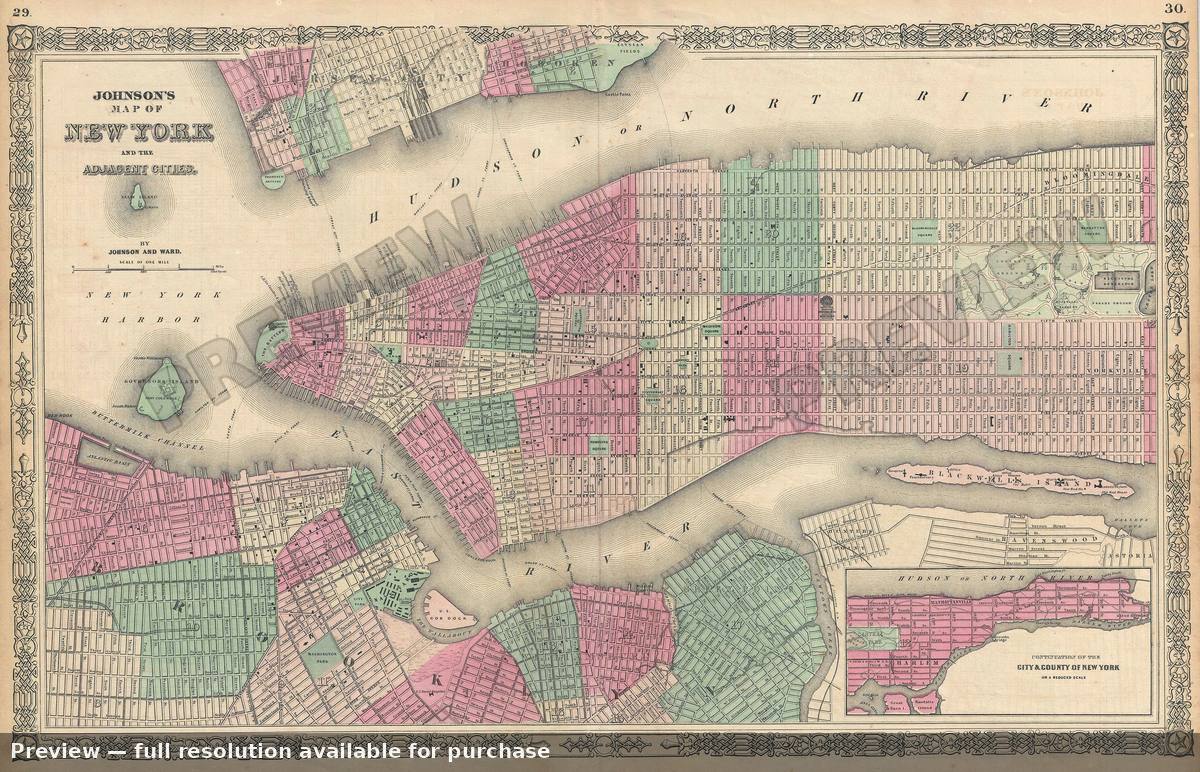 Antique map: New York 2, 1866, 1866