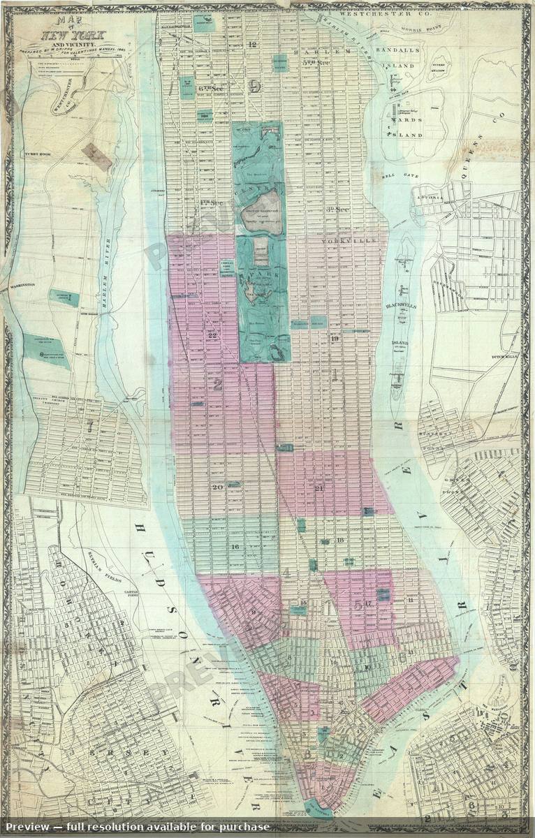 Antique map: New York And Vicinity, 1865