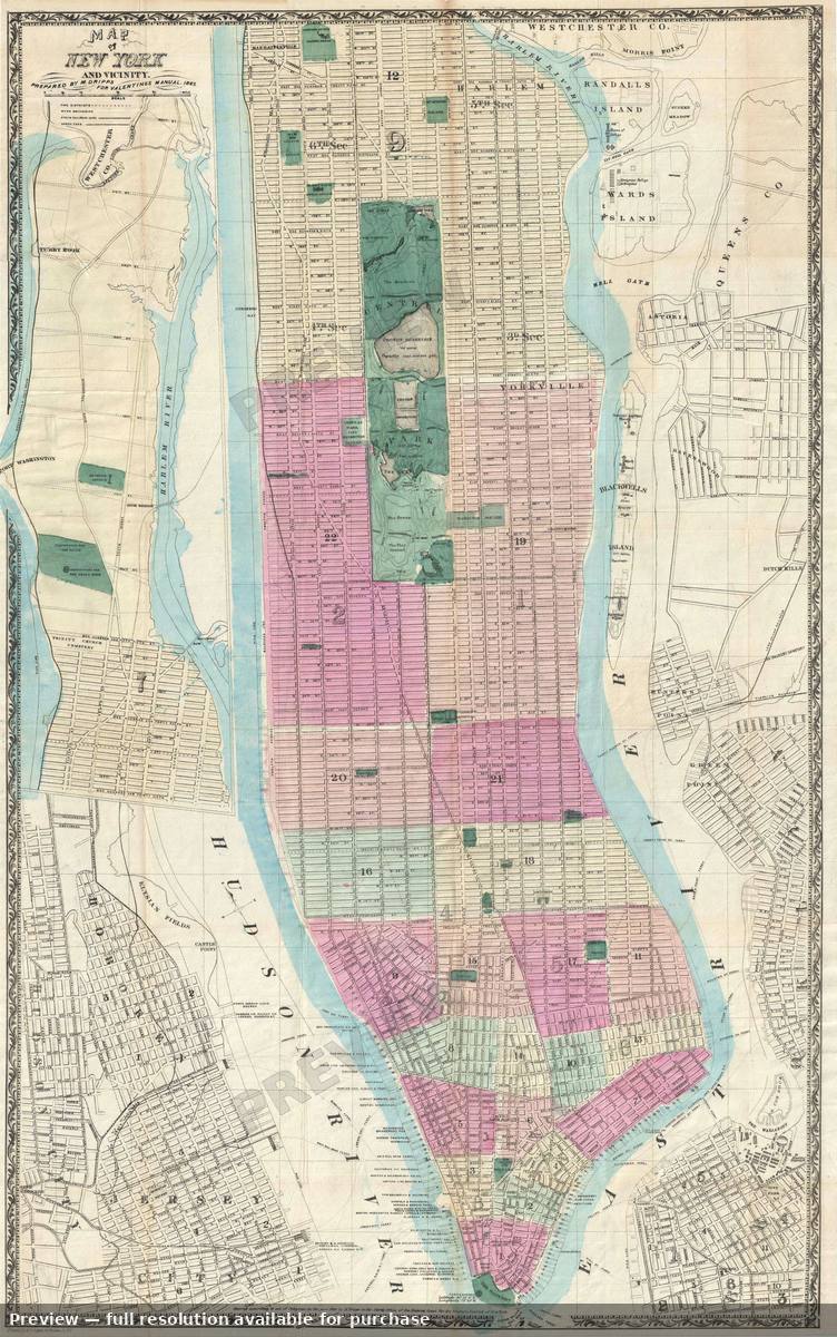 Antique map: New York And Vicinity 2, 1865