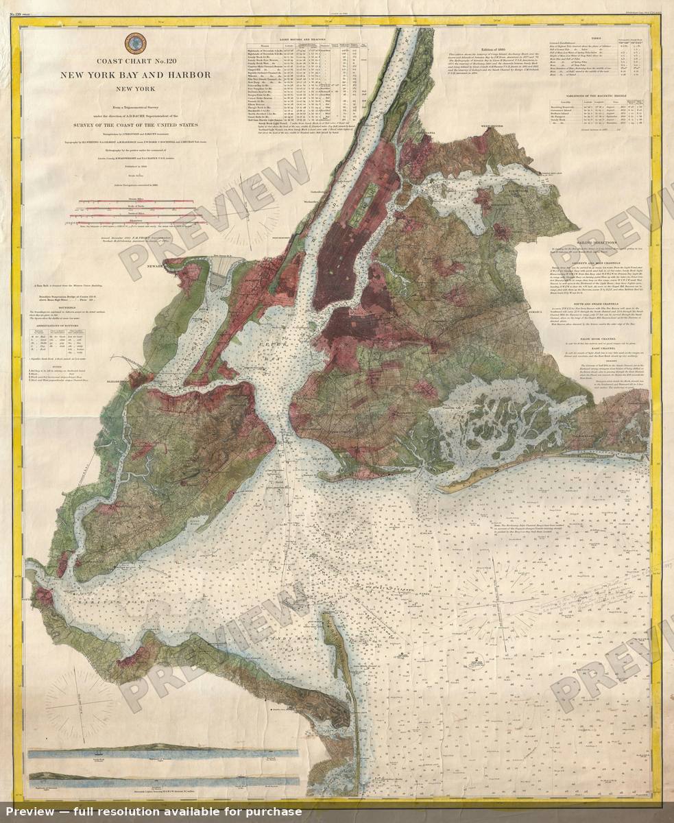 Antique map: New York Bay, 1885, 1885