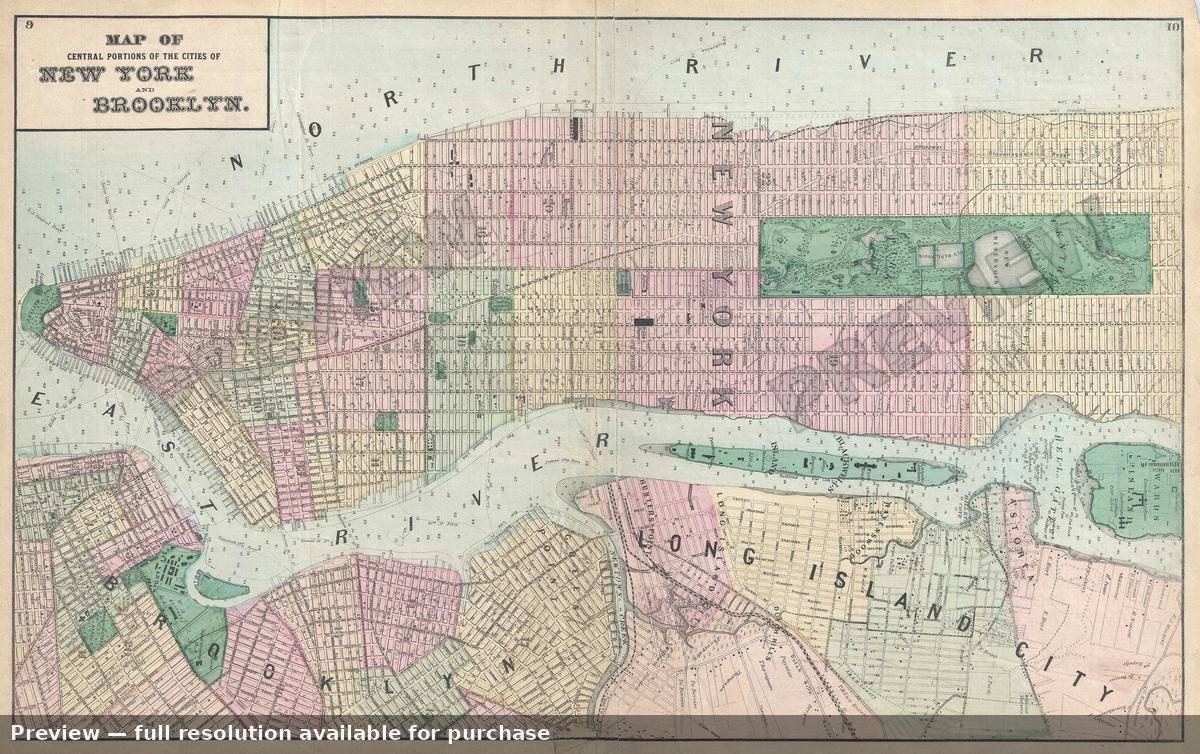 Antique map: New York Brooklyn, 1873