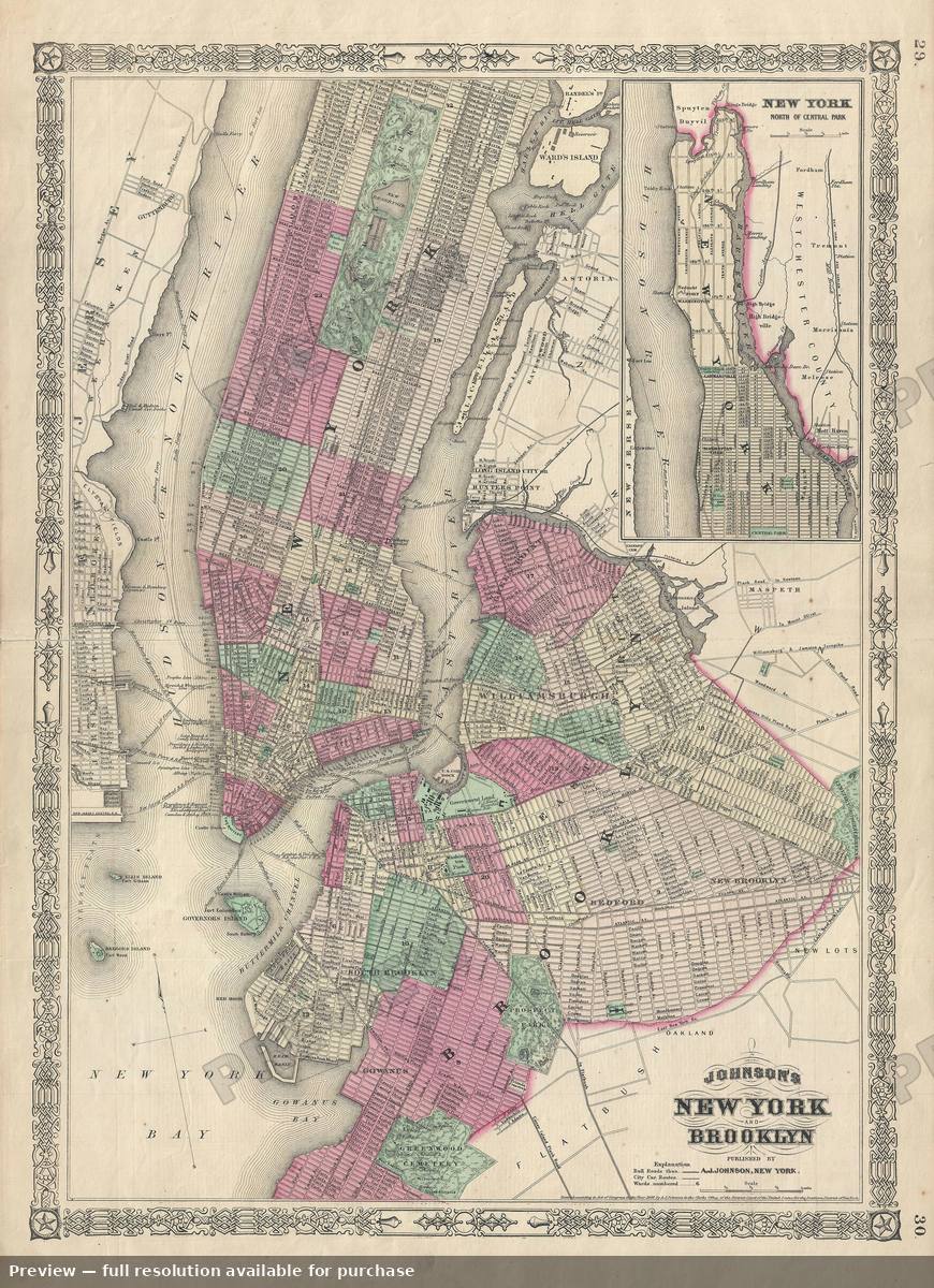 Antique map: New York Brooklyn, 1866, 1866