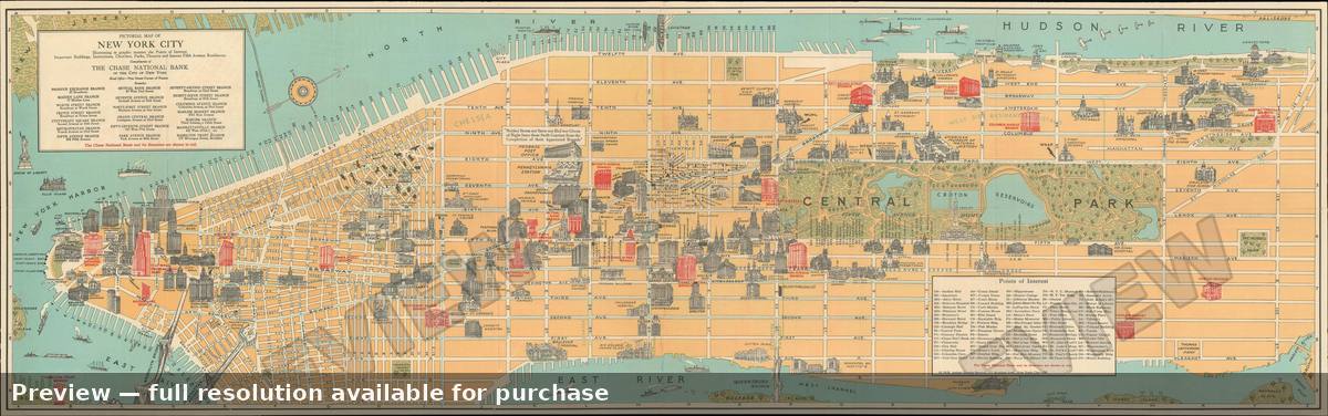Antique map: New York City, 1928, 1928