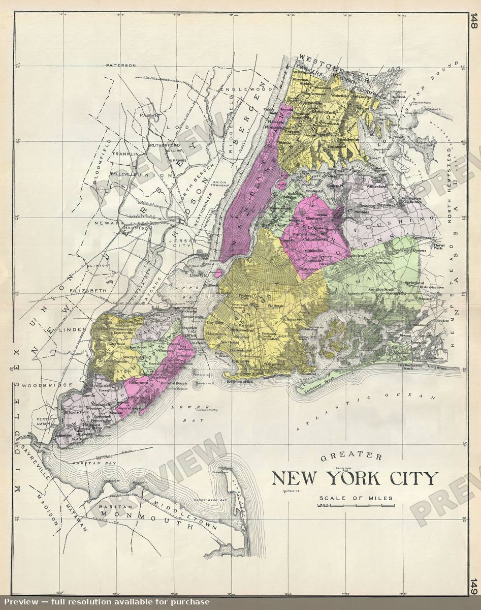 Antique map: New York City, 1912