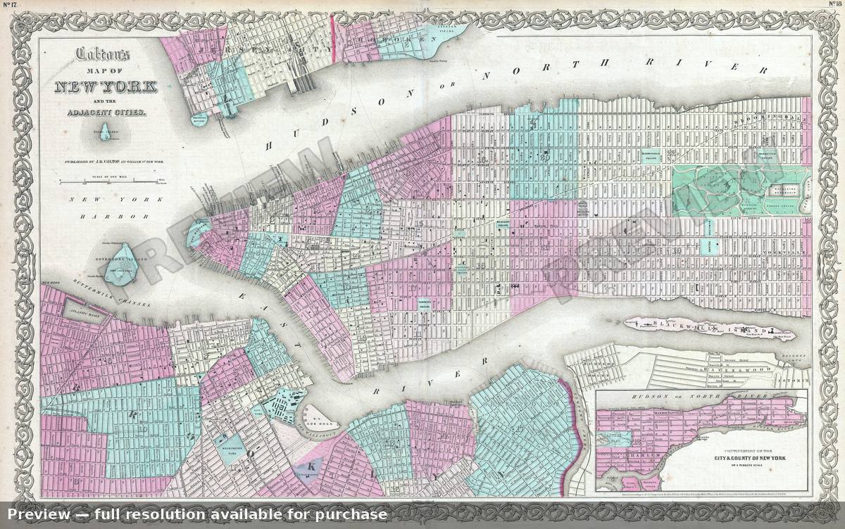Antique map: New York City, 1861, 1861