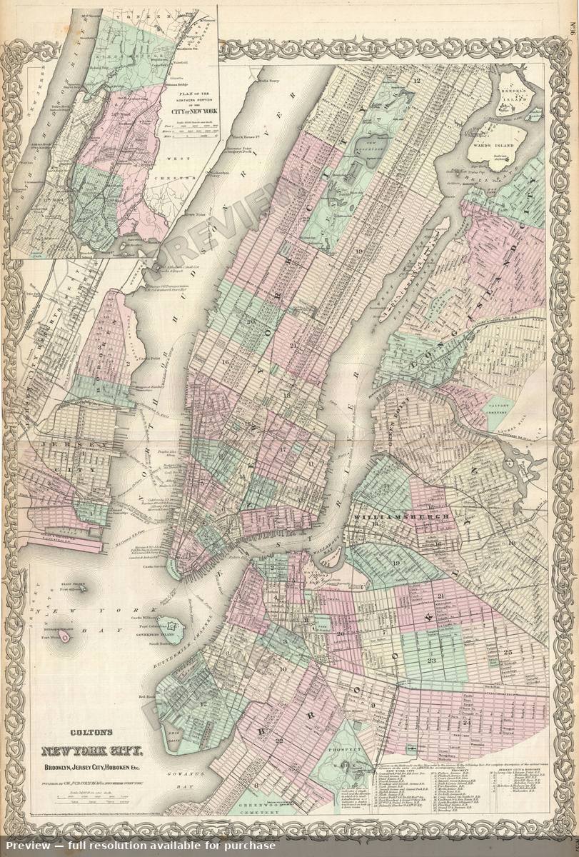 Antique map: New York City, 1866, 1866