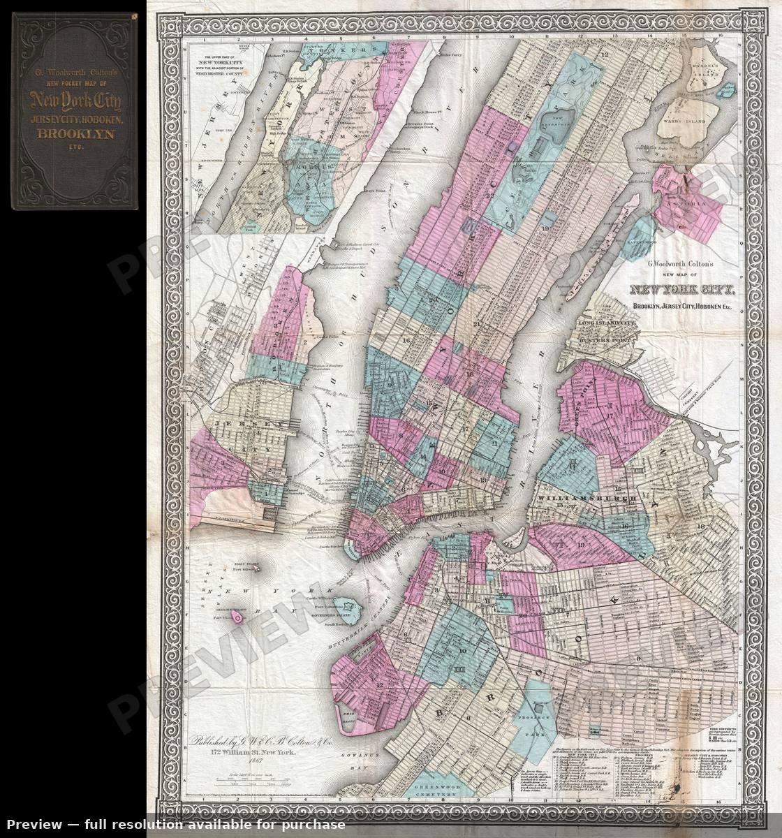 Antique map: New York City, 1867, 1867