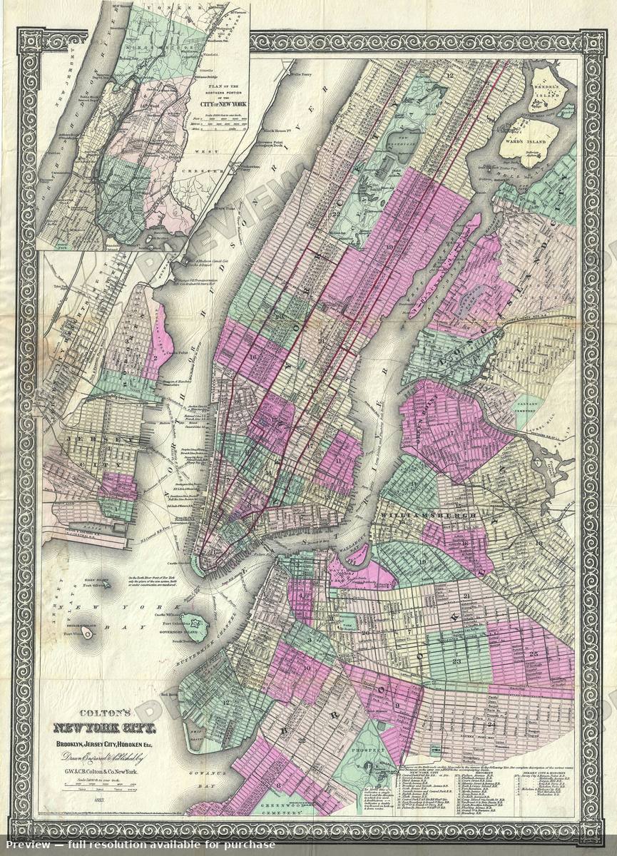Antique map: New York City, 1883, 1883