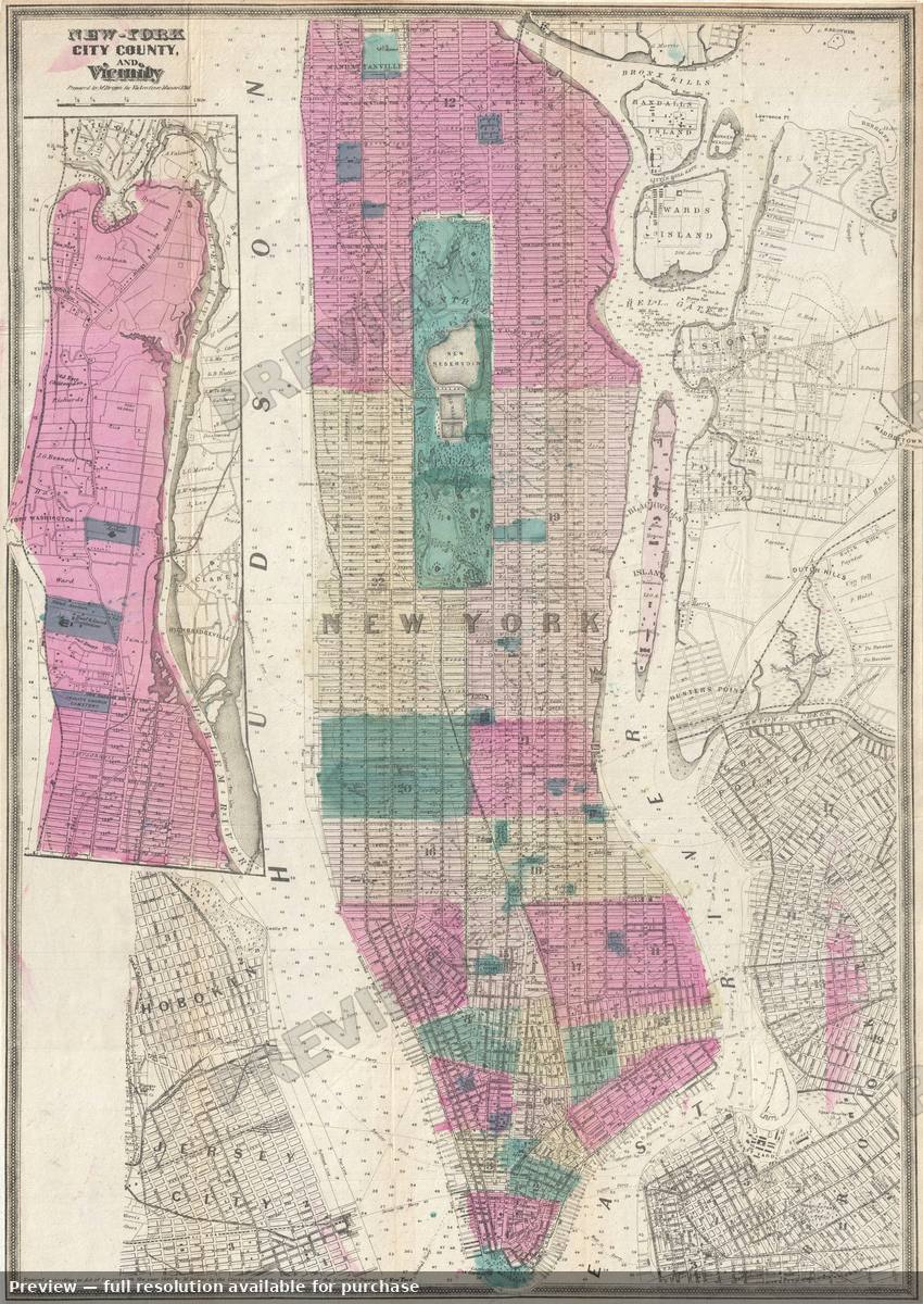 Antique map: New York City, 1866, 1866