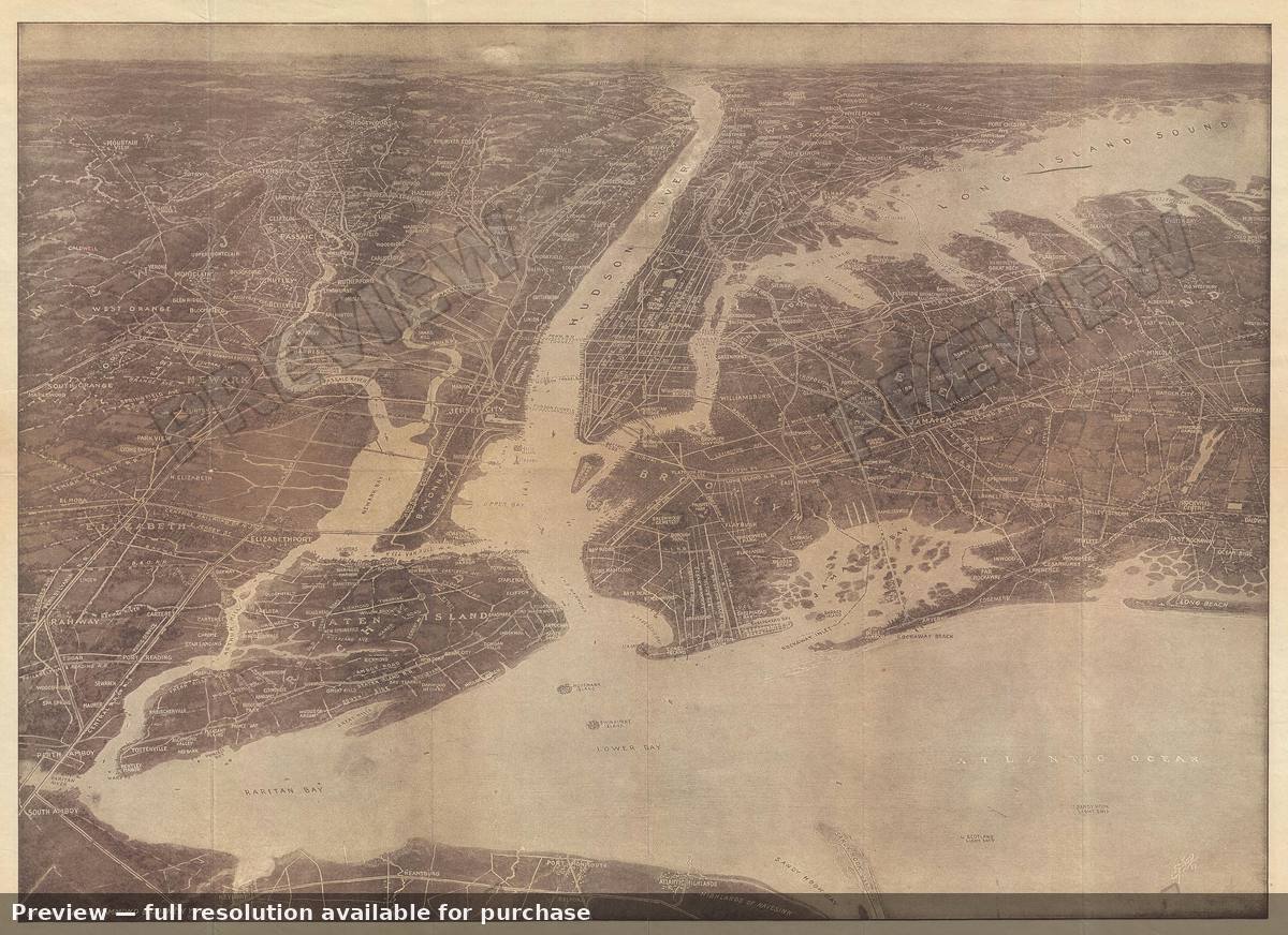 Antique map: New York City, 1925
