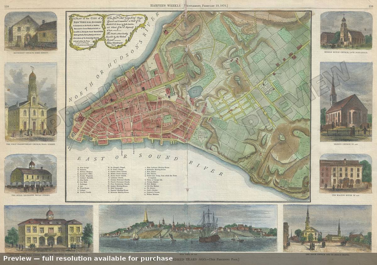 Antique map: New York City, 1876, 1876