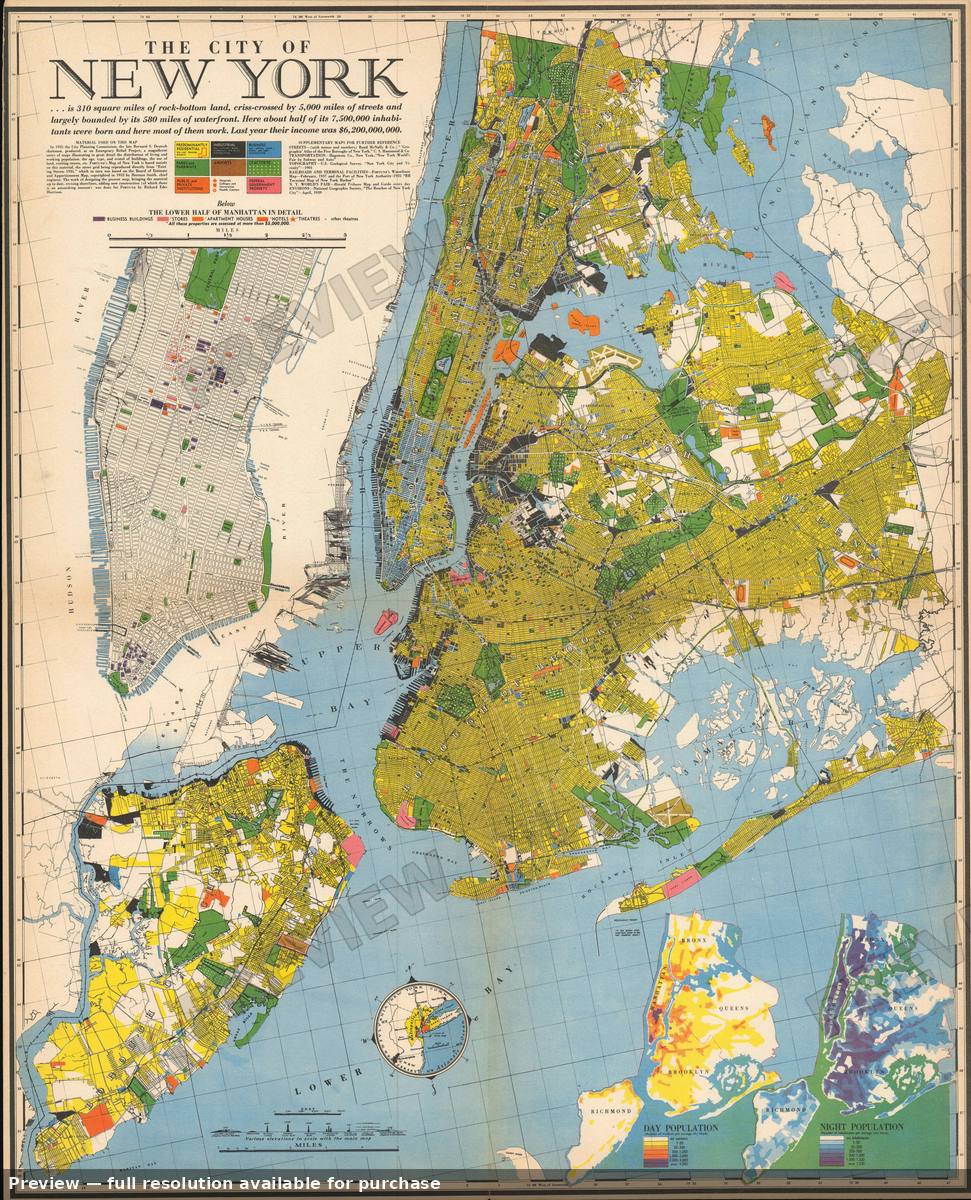 Antique map: New York City, 1939