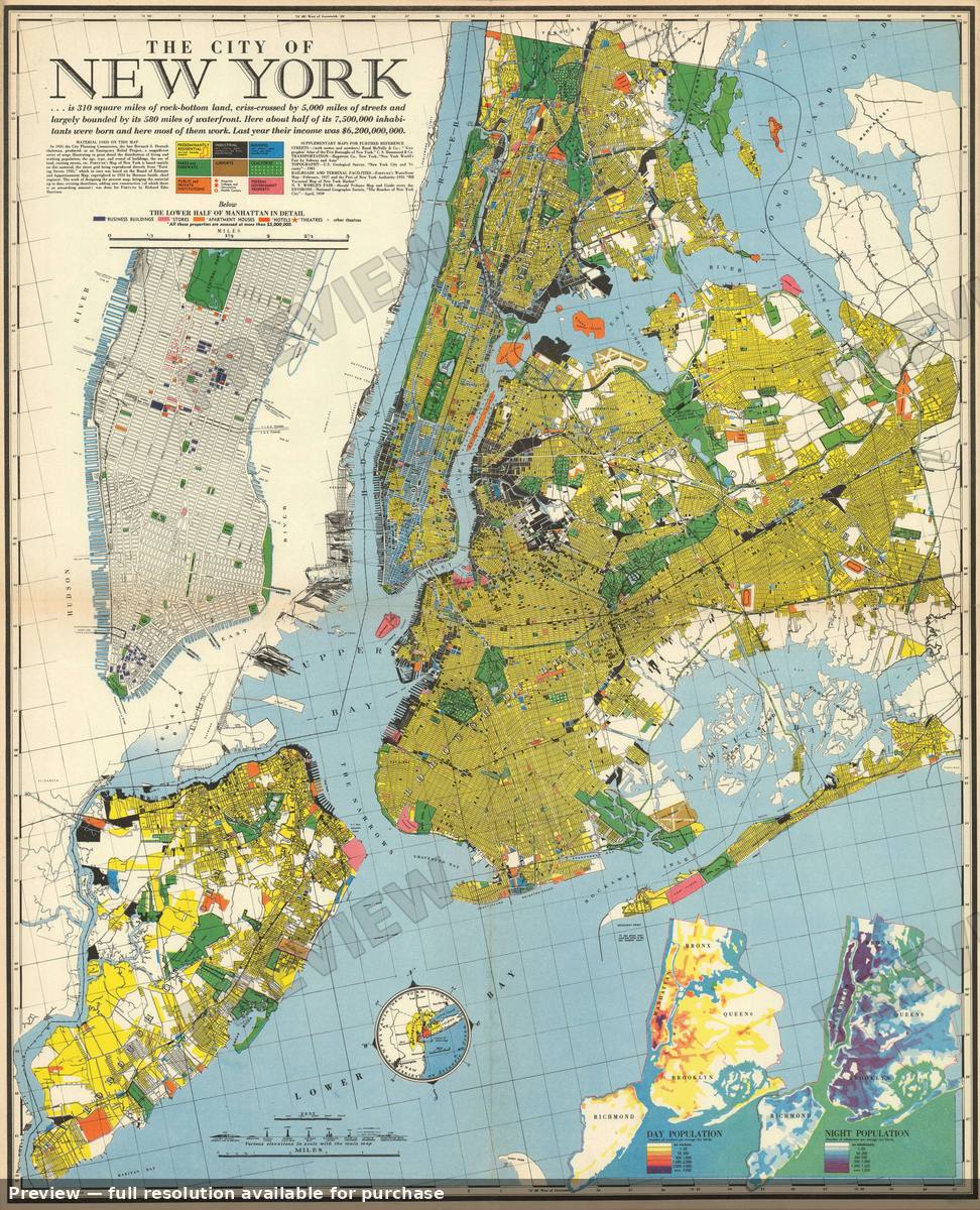 Antique map: New York City, 1939