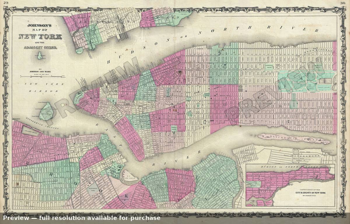 Antique map: New York City, 1863, 1863