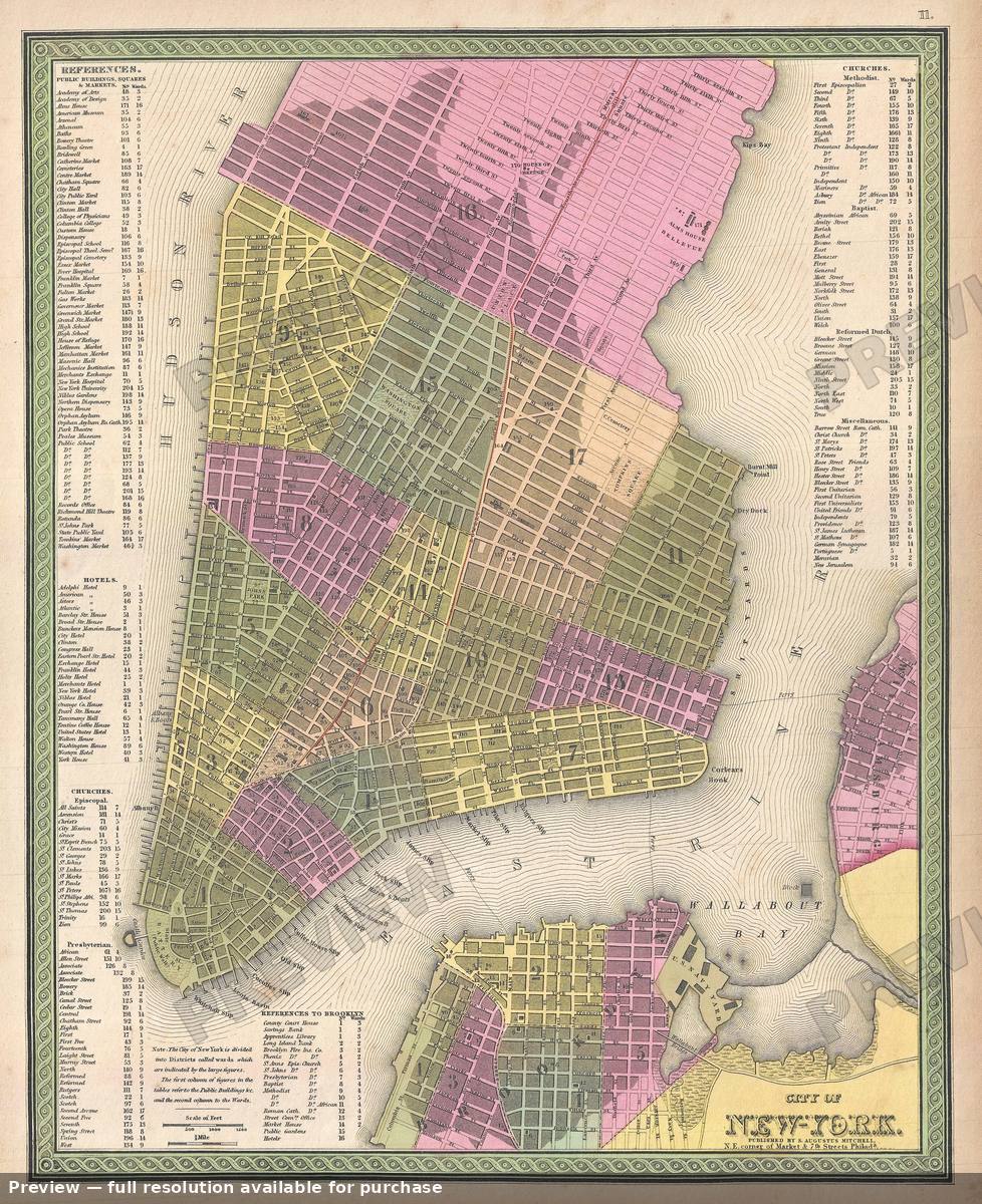 Antique map: New York City, 1849, 1849