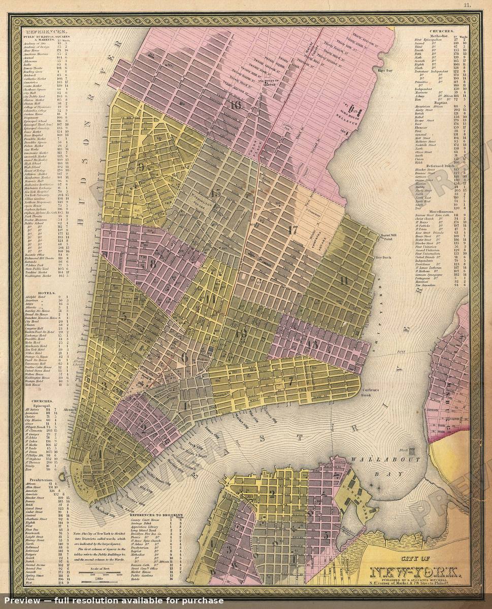 Antique map: New York City, 1850, 1850