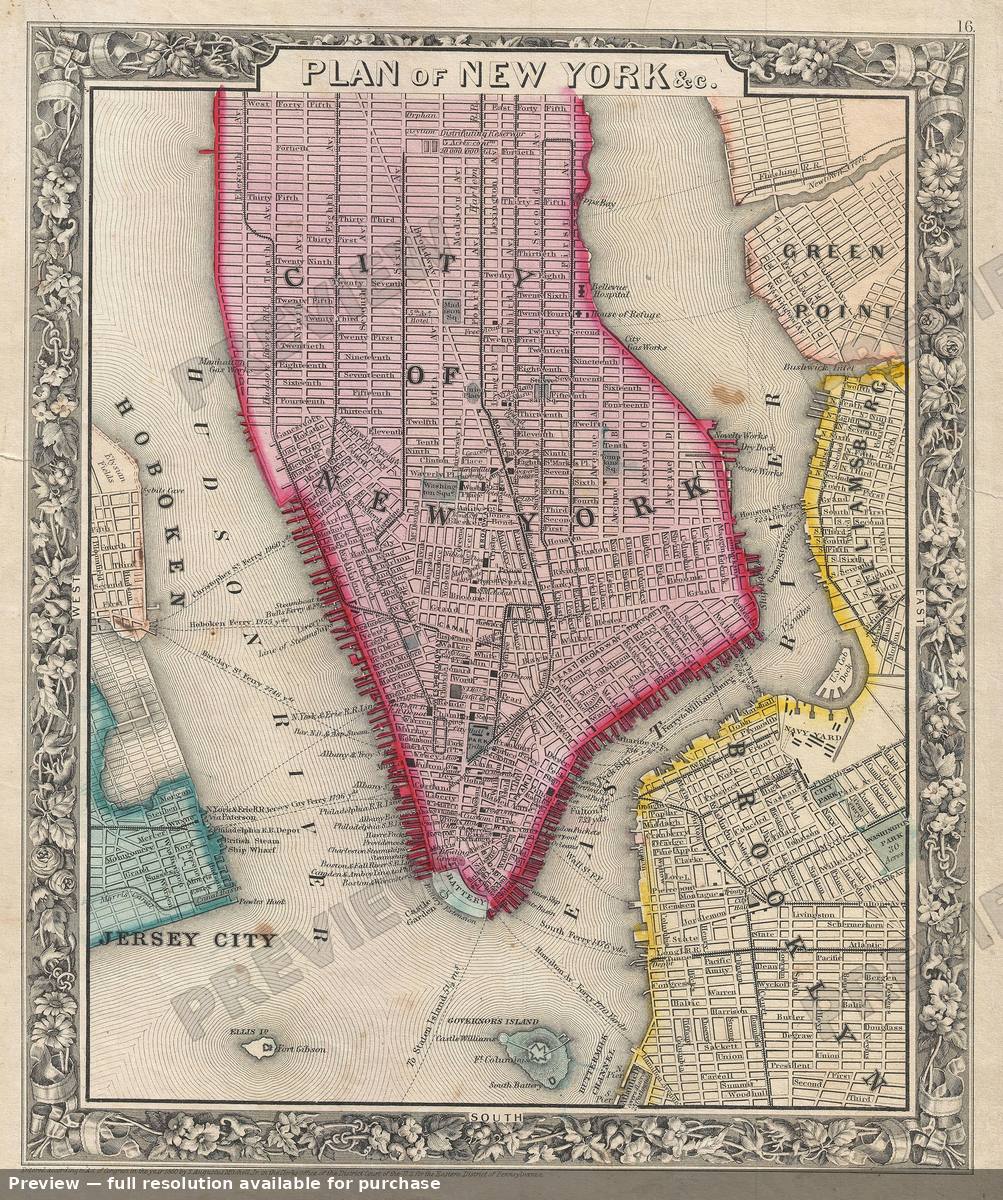 Antique map: New York City, 1860, 1860