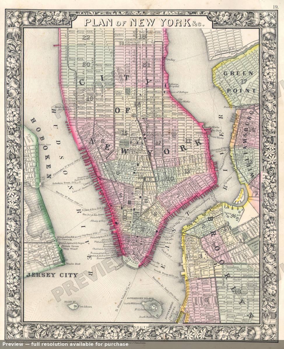 Antique map: New York City, 1864, 1864