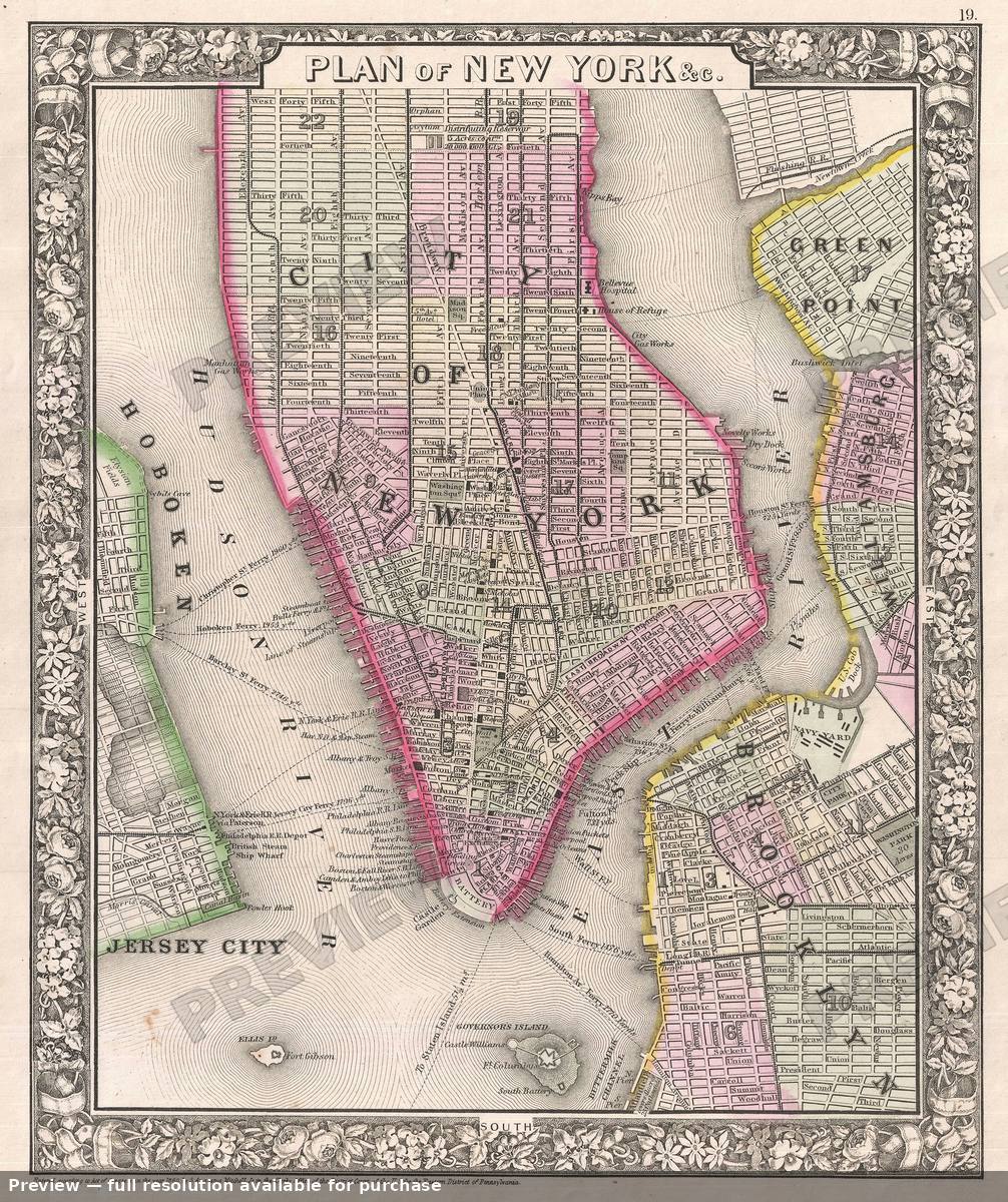 Antique map: New York City, 1866, 1866