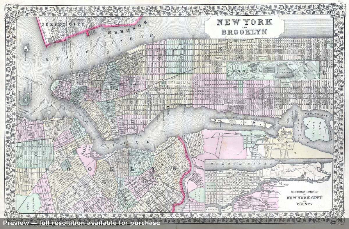 Antique map: New York City, 1870, 1870