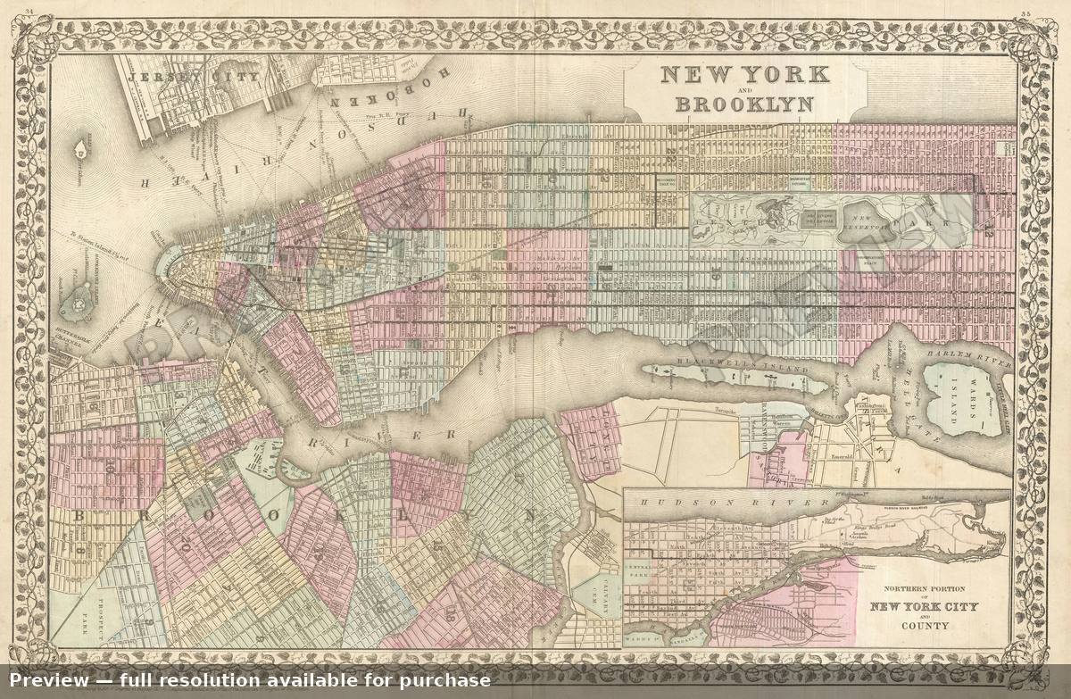Antique map: New York City, 1882, 1882