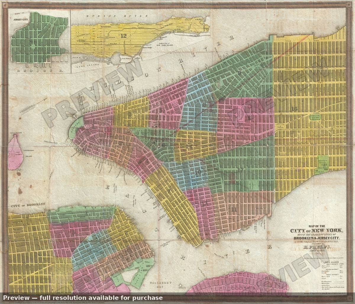 Antique map: New York City, 1845, 1845