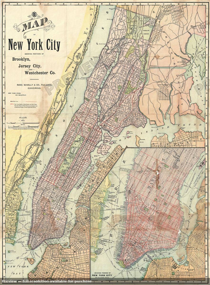 Antique map: New York City, 1892